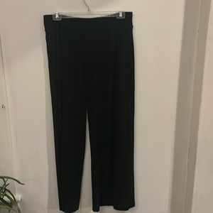 Eileen Fisher Size L Wide Leg Black Stretch Pants. EUC